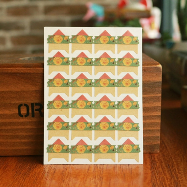 2 PCS Retro Flower Phase Corner Stickers Kraft Paper Corner Stickers(Yellow Flower Green Bottom)