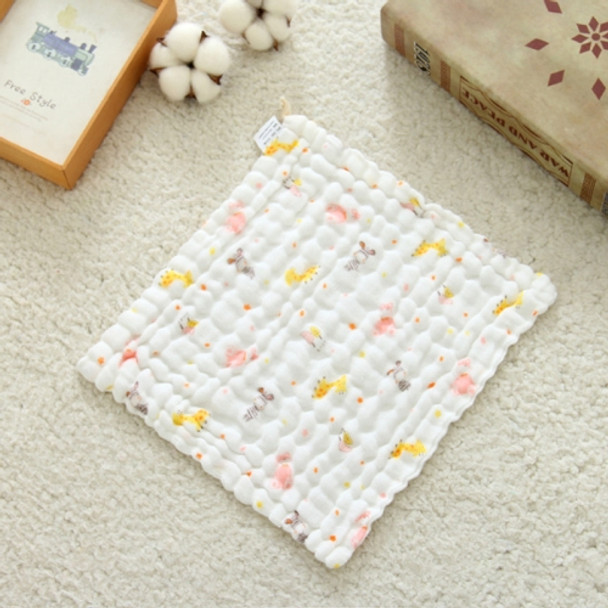 2 PCS Cotton 6-layer Gauze Saliva Towel Seersucker Small Square Scarf(Giraffe)