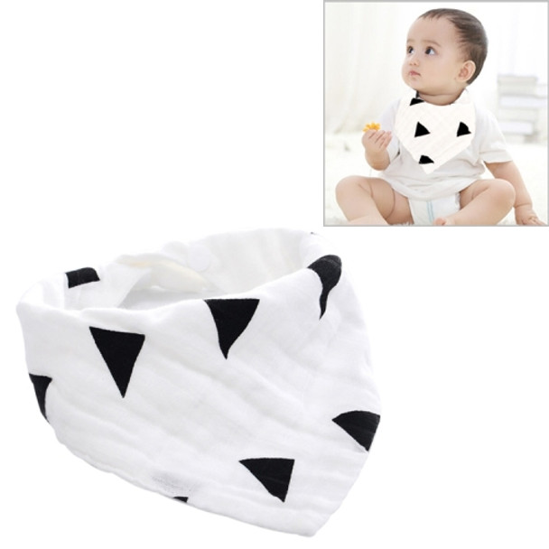 Cotton Multi-layer Printed Double Snap Triangle Scarf Bib Children Saliva Towel(Black Triangle)