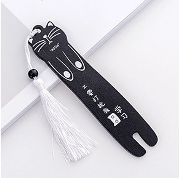 Cartoon Cat Wooden Bookmarks Creative Black White Color Bookmark(4)