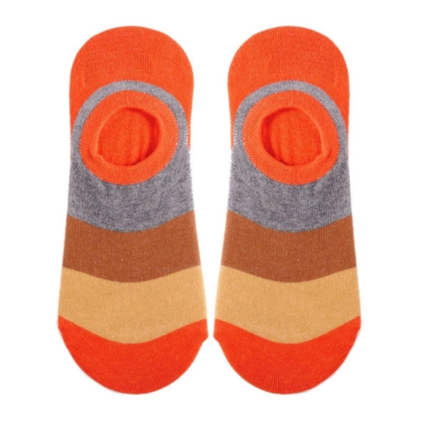 Cotton Stripe Shallow Mouth Invisible Girl Sailboat Socks(Orange)