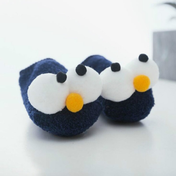 Baby Indoor Floor Socks Non-slip Baby Shoes Socks Big Eyes Cute Boat Toddler Socks, Size:M(Navy Blue)