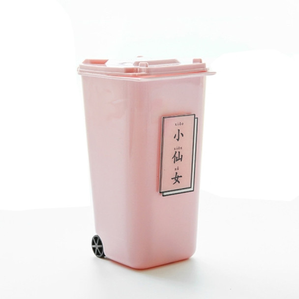 Cute Girly Heart Pink Trash Can Pen Holder Student Desktop Storage Bucket(Little Fairy)