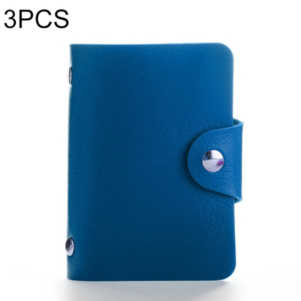 3 PCS Upgraded Version Card Bag Business Card Transparent Protective Cover Color Storage Card Holder, Specification:24 Card Slots(Blue)