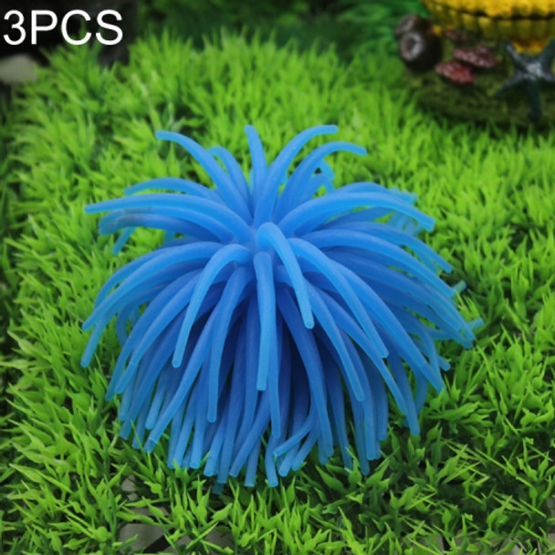 3 PCS Aquarium Articles Decoration TPR Simulation Sea Urchin Ball Coral, Size: S, Diameter: 7cm(Blue)