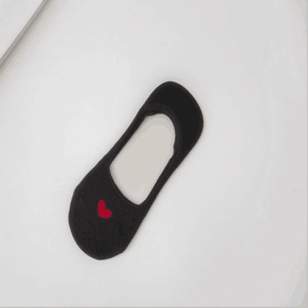 3 Pairs  Non-slip Heart Pattern Invisible Socks( Black)