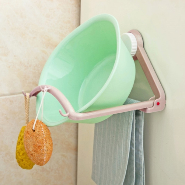 Bathroom Suction Cup Wall-mounted Washbasin Storage Rack Kitchen Hook Rack(Pink)