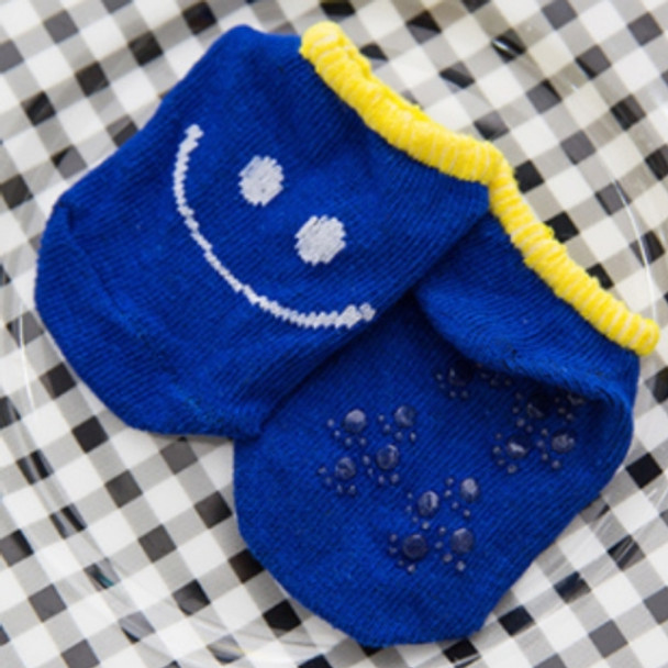 3 Pairs Cotton Children Baby Invisible Silicone Anti-skid Boat Socks, Kid Size:S(blue smiley face)