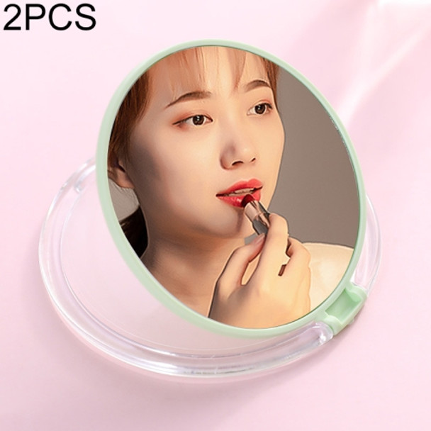 2 PCS Cute Mini Plain Makeup Mirror( Green )