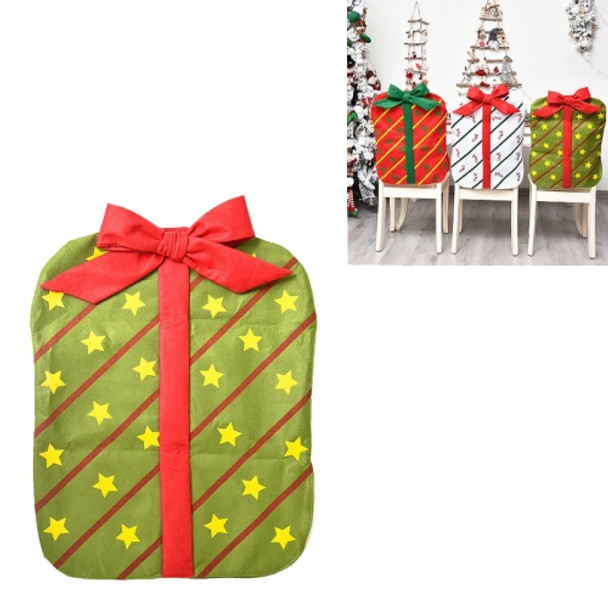 Christmas Decoration Bownot Gift Bag Chair Cover Christmas Day Restaurant Home Cartoon Chair Back Cover(Green Printed Five-star Bow)