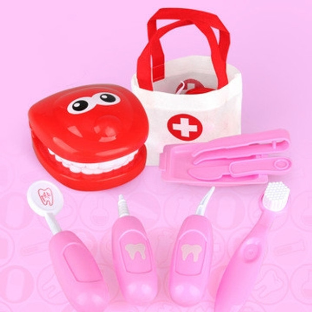 9 PCS / Set Pretend Play Toy Dentist kit Educational Role Play Simulation Learing Toys for Children Kids(Pink)