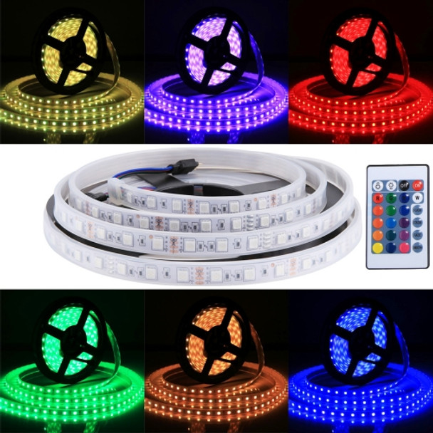 Casing Waterproof  Rope Light, Length: 5m, Colorful Light 5050 SMD LED with 24 Keys Remote Control, 30 LED/m, 12V 5A
