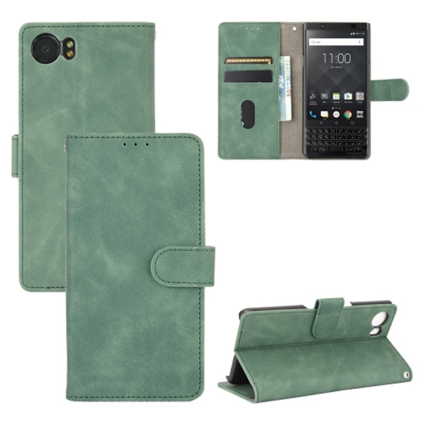 For BlackBerry Keyone Solid Color Skin Feel Magnetic Buckle Horizontal Flip Calf Texture PU Leather Case with Holder & Card Slots & Wallet(Green)