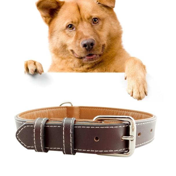 Leather Pet Dog Collar Pet Products Big Dog Collar, Size: M, 2 * 42cm(Complexion)