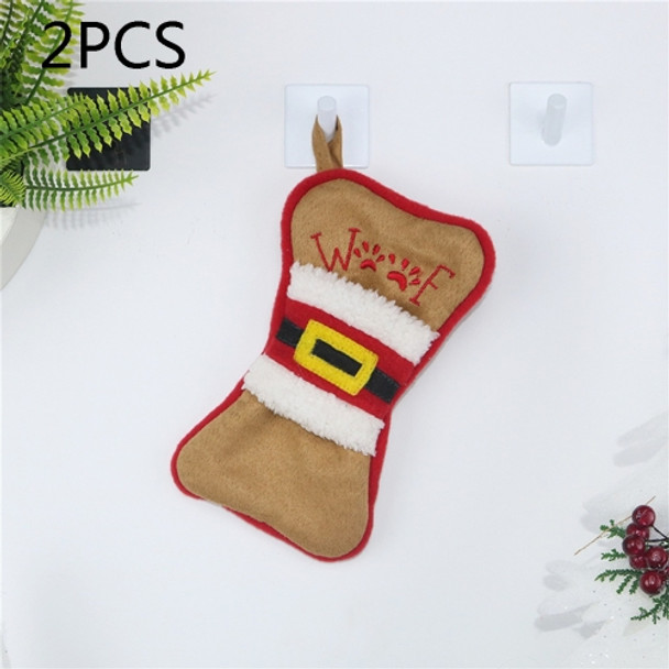 2 PCS CX20223 Multi-function Bone Shape Christmas Sock Gift Bag Knife Fork Sleeve Christmas Tree Pendant Decoration(Brown)