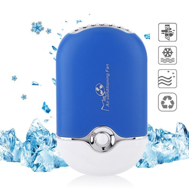 Portable Mini USB Charging Air Conditioner Refrigerating Handheld Small Fan (Blue)