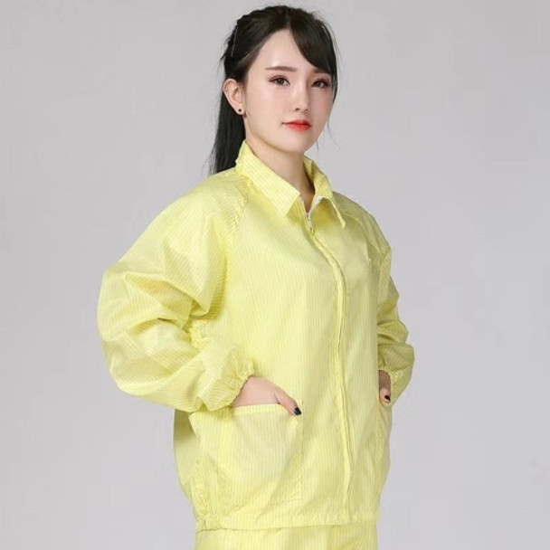 Antistatic Top Short Dust-free Jacket Lapel Overalls,Size:L(Yellow)