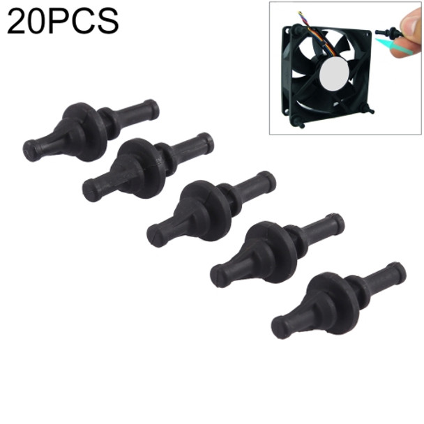 20 PCS 29.9mm Anti Vibration Soft Damping Nail Rubber Silicone Computer Fan Screw (Black)