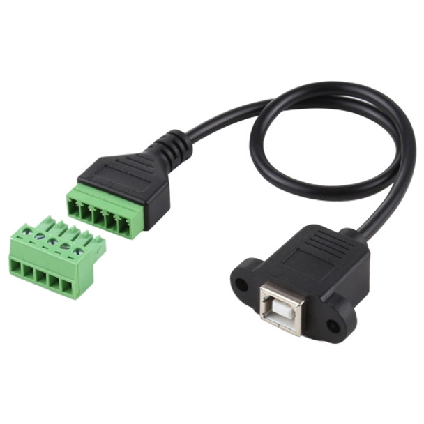 USB Type-B Female Plug to 5 Pin Pluggable Terminals Solder-free USB Connector Solderless Connection Adapter Cable, Length: 30cm