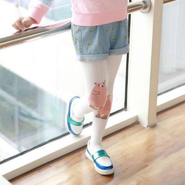 Spring and Autumn Children Cotton Cartoon Fashion Pantyhose, Color:Gopher White(M )