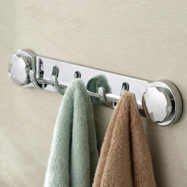 Suction Cup Hook Bathroom Towel Hook Multifunctional Row Hook(Chrome)