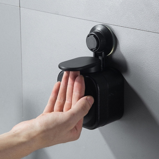 Bathroom Traceless Manual Soap Liquid Box Creative Suction Cup Wall-mounted Soap Dispenser Without Punching Plastic Soap Dispenser(Black)