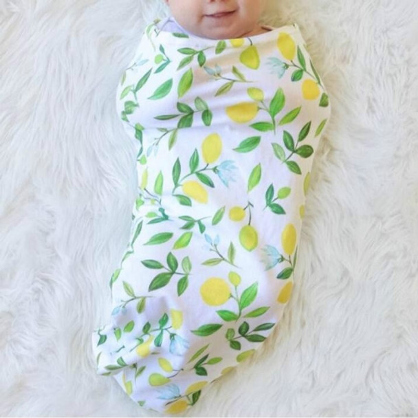 Newborn Baby Sleeping Bag Swaddle With Headband, Size:65x28cm(Yellow Orange)