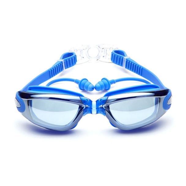 YJ003 Electroplating HD Anti-fog Swimming Glasses Waterproof Diving Equipment for Man and Women(Blue)