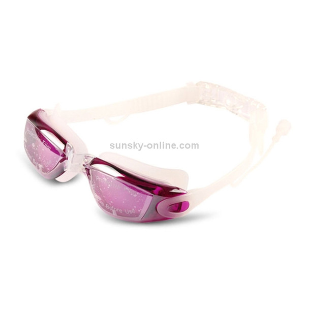 YJ003 Electroplating HD Anti-fog Swimming Glasses Waterproof Diving Equipment for Man and Women(Purple)