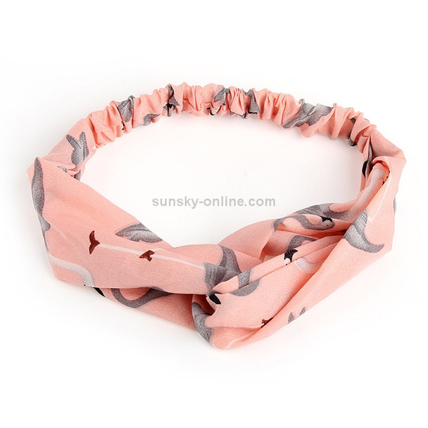 Women Fashion Chiffon Headbands Cartoon Wide Headwear Headwrap Hair Accessories(Pink )