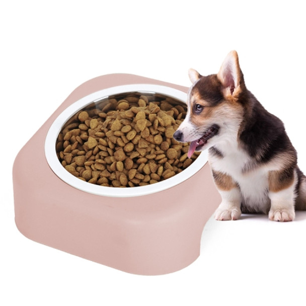 Pet Stainless Steel Bowl Dog Cat Slope Food Bowl(Pink)