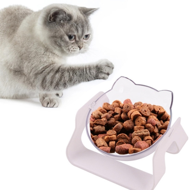 Transparent Water Cat Bowl Holder Dog Food Basin Oblique Mouth Adjustable Pet Bowl(White)