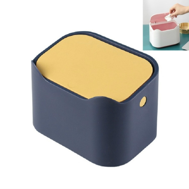 Mini Creative Bedside Table Coffee Table with Lid Press Desktop Trash Can(Blue Yellow)