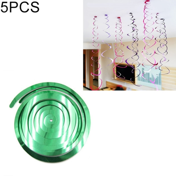 5 PCS 70cm PVC Spiral Ornaments Christmas Kindergarten Classroom Birthday Party Scene Layout Hanging Sequin Ornaments(Green)