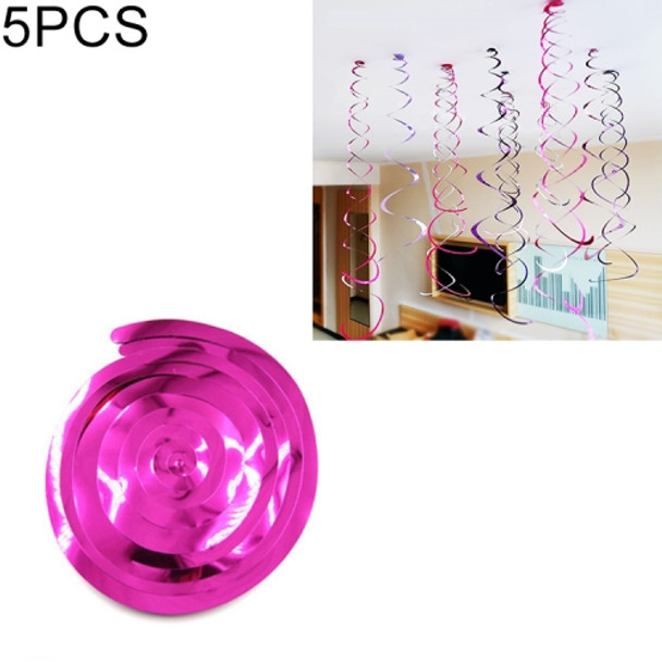 5 PCS 70cm PVC Spiral Ornaments Christmas Kindergarten Classroom Birthday Party Scene Layout Hanging Sequin Ornaments(Rose Red)