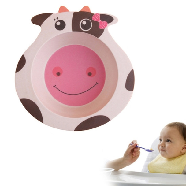 Cute Cartoon Children Environmental Protection Bamboo Fiber Tableware Baby Complementary Food Bowl(Cow)