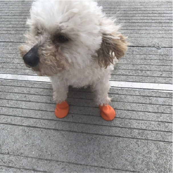 2 Sets Pet Rubber Waterproof Shoes Cover Dog Kitten Non-slip Rain Shoes, Size:S(Orange)