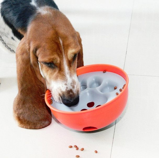 Cat And Dog Choking Prevention Slow Food Single Bowl Bottom Non-slip Puzzle Pet Bowl(Orange)