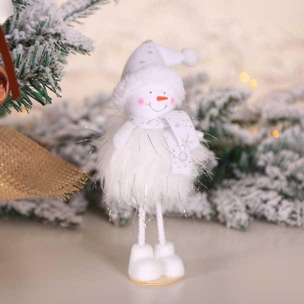 2 PCS Christmas Decorations Silver Silk Plush Standing Doll Window Snowman Decoration(TS41 Snowman)