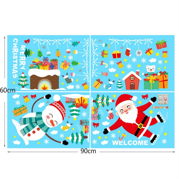 4 PCS Christmas Static Stickers Christmas Shopping Mall Window Decoration Wall Stickers Window Stickers, Specification: Santa Claus