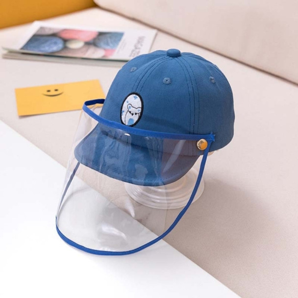 Anti-Saliva Splash Anti-Spitting Anti-Fog Anti-Oil Protective Cap Baby Kids Baseball Cap Removable Face Shield, Head Circumference:45-50cm(Blue)