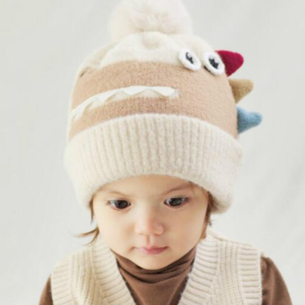 Cartoon Dinosaur Children Woolen Hat Autumn Winter Knitted Hat, Size:Free Size(Beige)