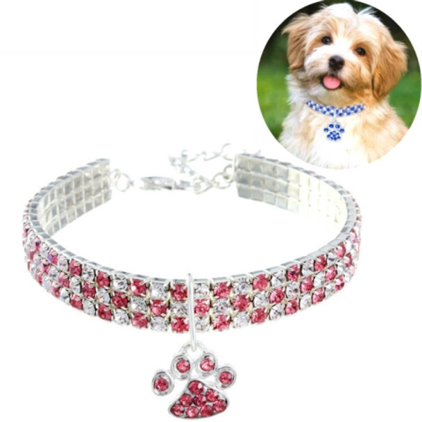 2 PCS Pet Collar Diamond Elastic Cat And Dog Necklace Jewelry, Size:L(Pink White)