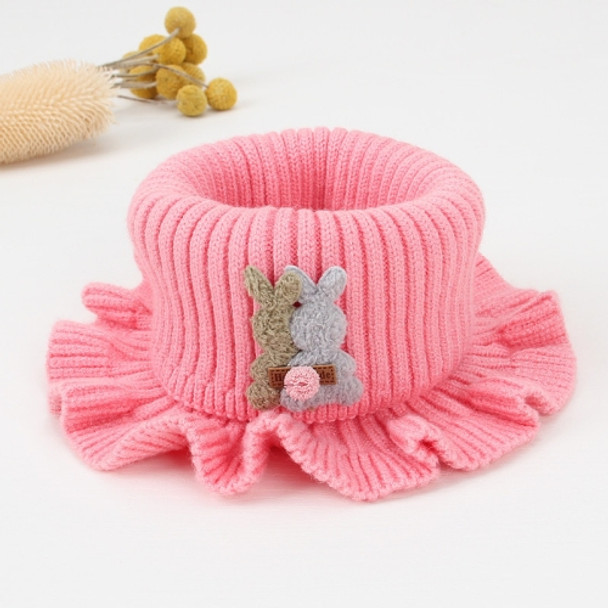 2 PCS Children Scarf Woolen Stringy Selvedge Warm Bib, Size:33x14cm, Style:Rabbit(Pink)