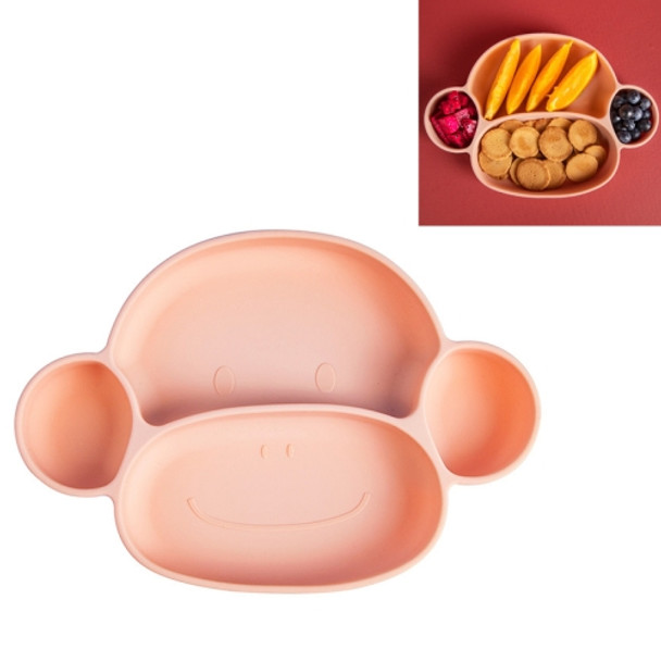 Silicone Dinner Plate Baby Food Supplement Suction Cup Bowl Separation Integrated Anti-Fall Cartoon Children Tableware(Pink)