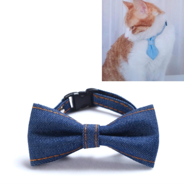 4 PCS Pet Cowboy Bow Tie Collar Cats Dogs Adjustable Tie Collars Pet Accessories Supplies, Size:S 16-32cm, Style:Small Bowknot(Dark Blue)