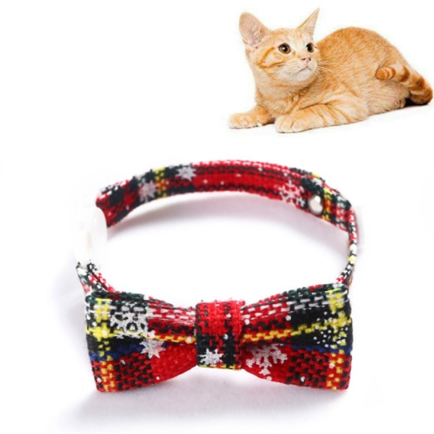 5 PCS Snowflake Christmas Red Plaid Adjustable Pet Bow Tie Collar Bow Knot Cat Dog Collar, Size:S 17-30cm, Style:Small Bowknot