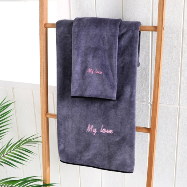 Soft And Thick Absorbent Fiber Bath Towel, Specification:Towel + Bath Towel(Gray)
