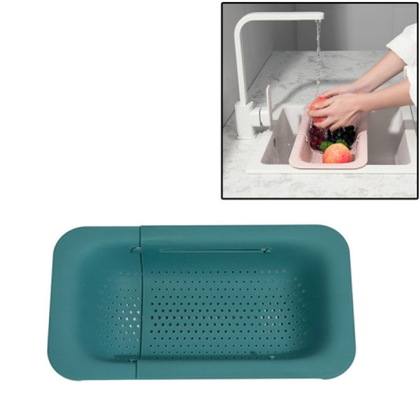 Retractable Plastic Drain Basket Sink Rack Kitchen Sink Vegetable Washing Basket(Green)