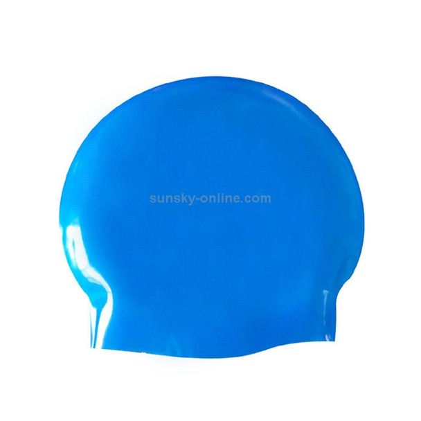 Glossy Seamless Pure Silicone High Elasticity Professional Swimming Cap(Blue)